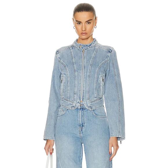 NWT GRLFRND Ash Racer Denim Jacket Angeles CrestLarge Moto - Picture 13 of 13